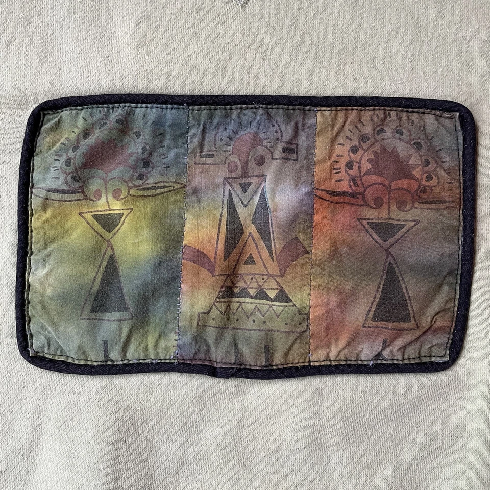 复古 Joe 拳击运动衫绿色中号抽象西南蜡染布贴 — 第 3/4 张图片