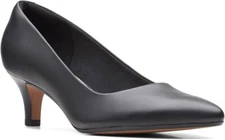 Clarks Women's 7 WIDE Linvale Jerica Pump in Black Leather