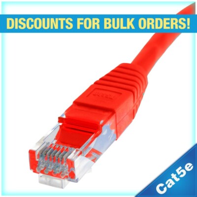 Skyline  8-Conductor 24 AWG RJ-45 Cat5e Ethernet Patch Cable (50ft, Red)