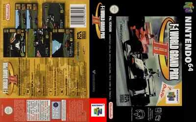 F1 World Grand Prix II N64 custodia gioco scatola + cover art solo lavoro (no gioco)