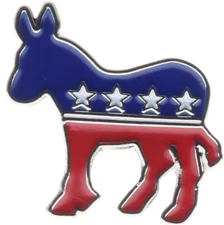 Democrat Donkey Red White Blue Hat or Lapel Pin PMS204 F3D33L