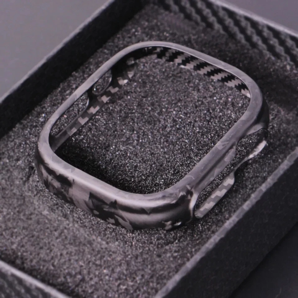 Estuche de fibra de carbono forjado genuino Apple Watch Ultra 3 2 11 49 mm 46 mm parachoques mate Foto 2 de 4