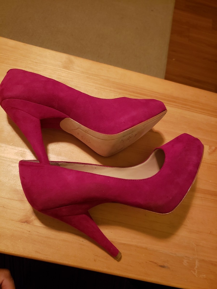 Escarpins Joan & David Felicita En Daim Fuschia – Taille 8.5M, Bout Ouvert, Talon Moyen, Neuf Sans Boîte
