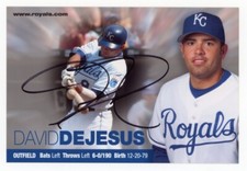 SIGNED BASEBALL POSTCARD AUTO KANSAS CITY ROYALS DAVID DEJESUS