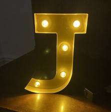 Threshold Light Up Letter J Wall Decor Marquee Metal Gold Toned 8  Tall