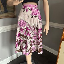 Vintage Y2K Mexican Sequin Skirt Painted Look Novelty Print 1950s Style Size 10