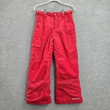 Columbia Boy Pants M Red Cargo Bugaboo Logo Ski Snowboard Nylon Polyester