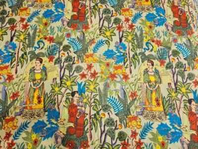 25 Yards Fabric Indian Beige Frida Hand Printed Cotton Fabric Sewing Fabrics