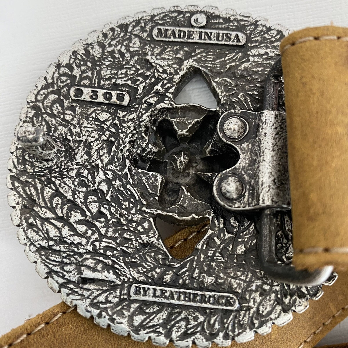 Leatherock genuine leather belt with round silver buckle rhinestones medium Amazon.com: Western Rhinestone Silver Circle Studs and Cross  main image 4