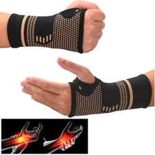 Wrist Hand Support Copper Carpal Tunnel Arthritis Compression Gloves Joint Pain.