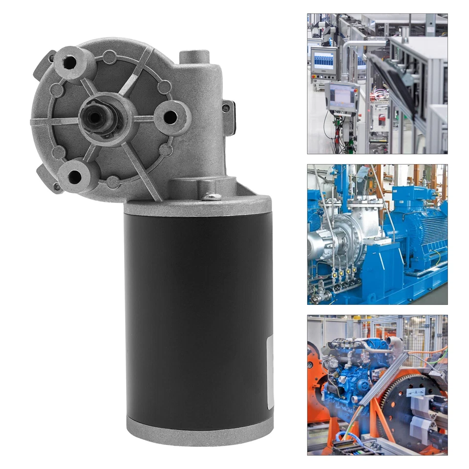 电动蠕虫齿轮电机直角双面 220 RPM 扭矩 45W 直流 24V 全新 — 第 2/4 张图片