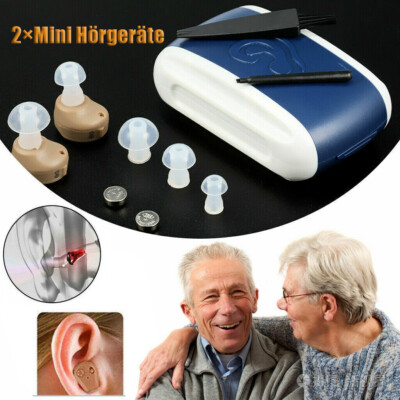 2×Mini Digital unsichtbare Hörgeräte Hearing Aid im Ohr Hörverstärker