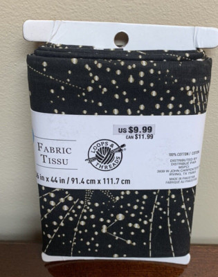 Loops & Threads Fabric - New - 36'' x 44''  -  Shooting Star Stars Black Gold