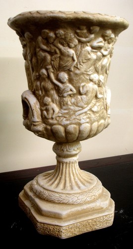 15" Urn Vase Planter Home Decor Greek Roman Nude Figures - Picture 2 of 6