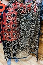 NET NAZNEEN Black golden EMBROIDERY Dupatta Wrap Scarf Stole Chunri shawl hijab