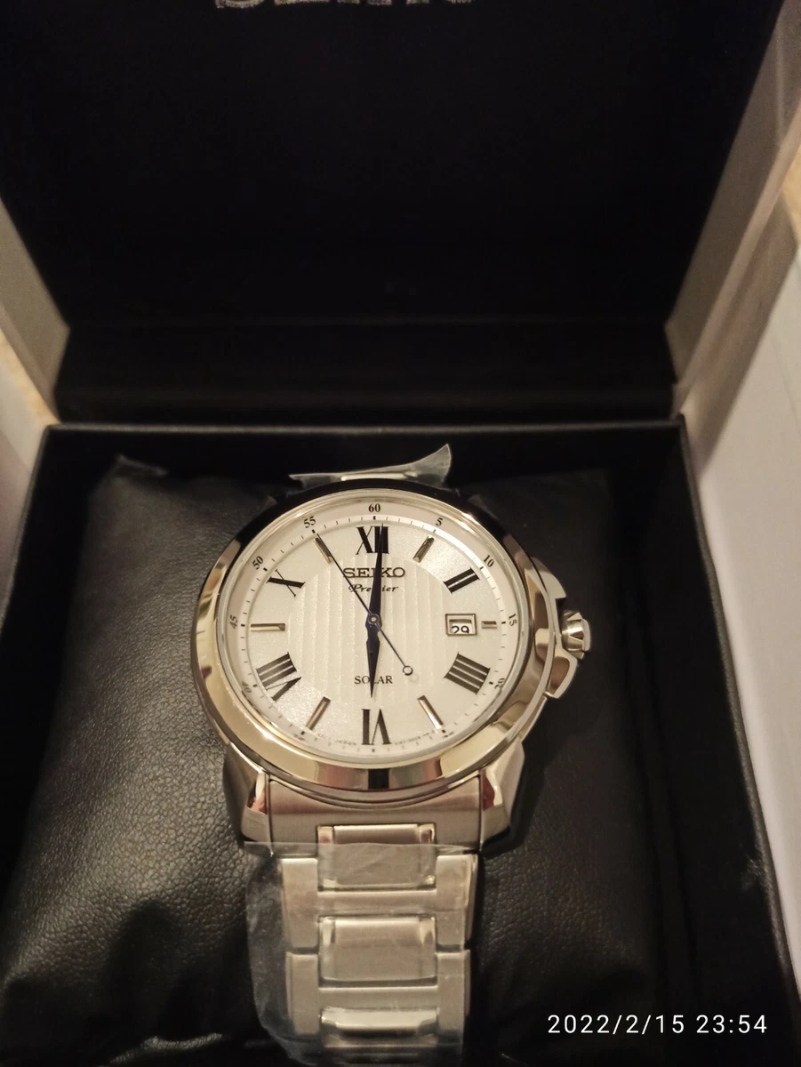Seiko Premier Solar Gent s Watch SNE453P1 White eBay