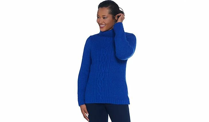 G.I.L.I. Cable Knit Turtle Neck Sweater Cobalt Blue NEW size XXS