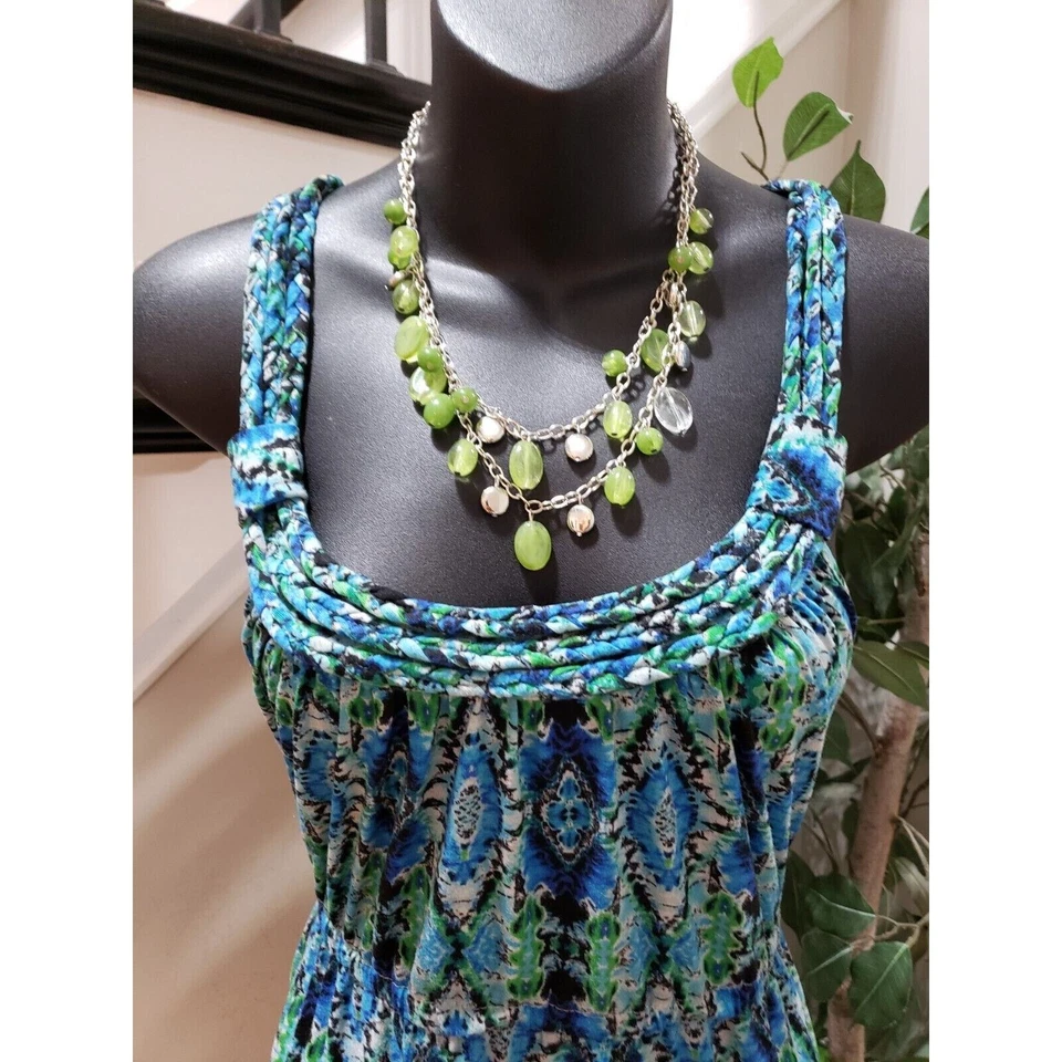 Maxi Vestido Para Mujer Faded Glory Multicolor Poliéster Cuello Redondo Sin Mangas Largo L Foto 2 de 4