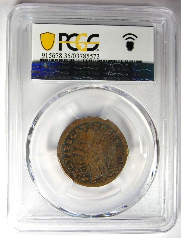 1670 New Jersey St Patrick Farthing Colonial Coin 1/4P - PCGS VF35 - $2000 Value - Image 3 of 4
