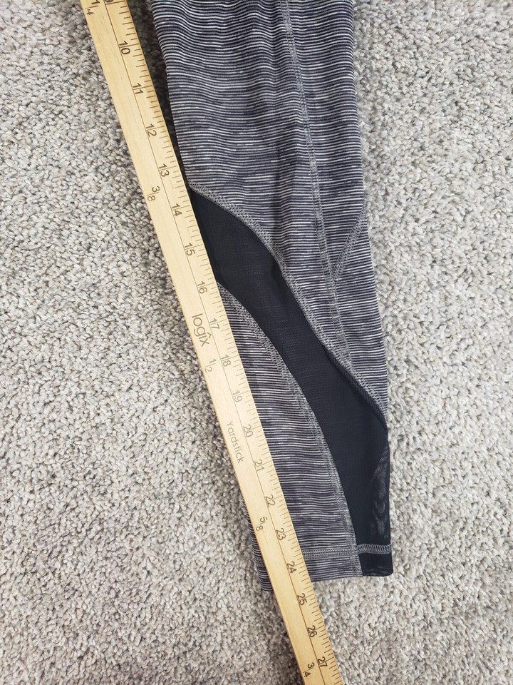 Lululemon Run Inspire Leggings 4 Gray Compression Mesh Panel Zipper