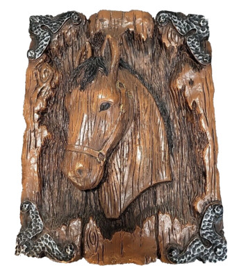 Vintage Girotti Horse Wood Sculpture 70's Wall Art   Looking Left