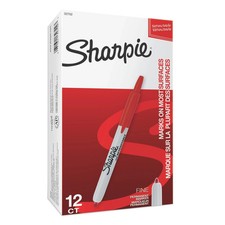 12 ct pack Sharpie Retractable Fine Point Permanent Markers RED 32702