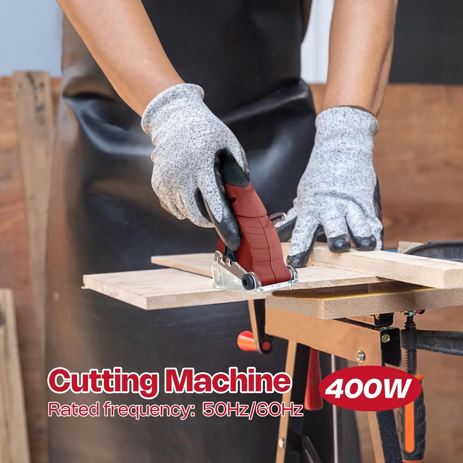 Corded Mini Circular Saw, 400W 110V 3400RMP Multifunction Handheld with 6 Red 