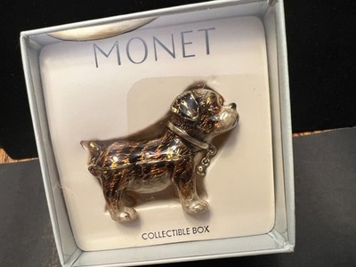 Monet Trinket Box Puppy Dog Collectible Enamel Keepsake