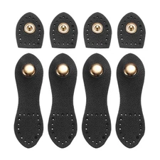 4 Pcs Leather Snap Buckles Sew on Purse Tab Closures Fasteners Black