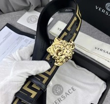 Authentic VERSACE gold medusa men's belt black 100/40