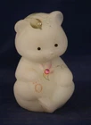 Fenton Bear Figurine 3.5" tall Opal Hand Painted Floral Design with rinestone