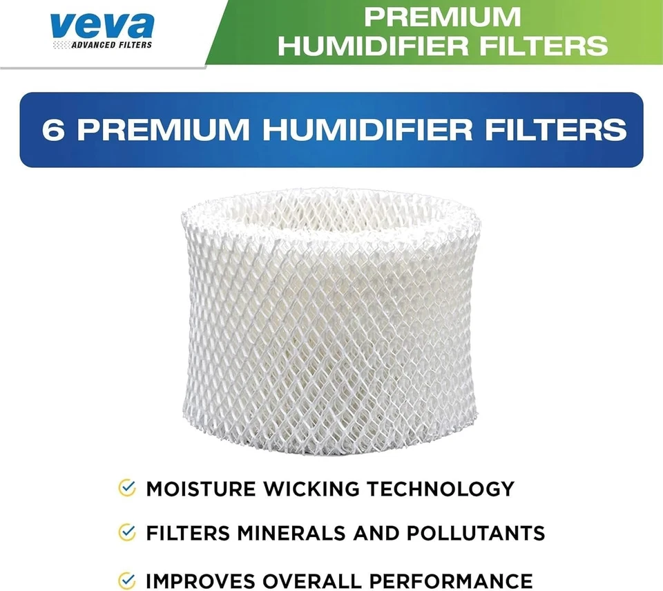 Paquete de 6 filtros humidificadores para Honeywell A HAC-504 HAC-504AW HCM 350 Cool Mist Foto 2 de 4