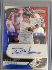 2020 Panini Prizm - Rookie Autographs Dom Nunez #RA-DN Red White & Blue Prizm RC