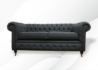 Chesterfield Grau Stoff Wohnzimmer Design Couchen Polster Sofa Neu Textil Sofas