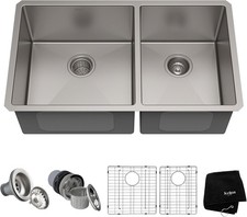 Kraus KHU103-33 33 inch Undermount Kitchen Sink Double Bowl Stainless Steel