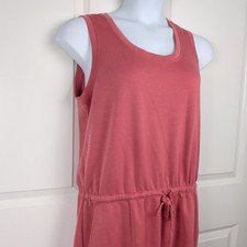 Rose Pink Active Athleisure Dress Sleeveless Drawstring Waist Pocket Summer