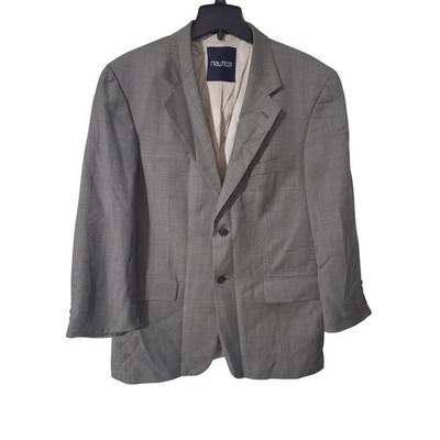 Nautica Mens 43R Wool Houndstooth Sport Coat Blazer Jacket Business Casual