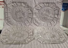 Set of 4 Vtg Federal Glass Columbia Clear Square Depression 9" Luncheon Plates