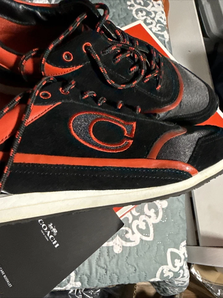 Zapatillas Coach New York 1941 Rosie Mujer Rojo Negro Cuero Gamuza Talla 8.5M Usadas en Excelente Condición Foto 3 de 4