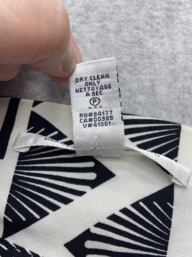 Diane von Furstenberg Blouse Shirt Womens Size 0 Silk White Black Monochrome - Picture 9 of 10