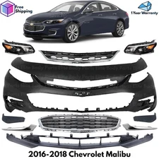 Front Bumper Cover Fascia & Grille Assembly Kit For 2016-2018 Chevrolet Malibu