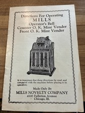1929 Mills Slot Booklet Directions for Operating Mills Operator’s Bell Counter