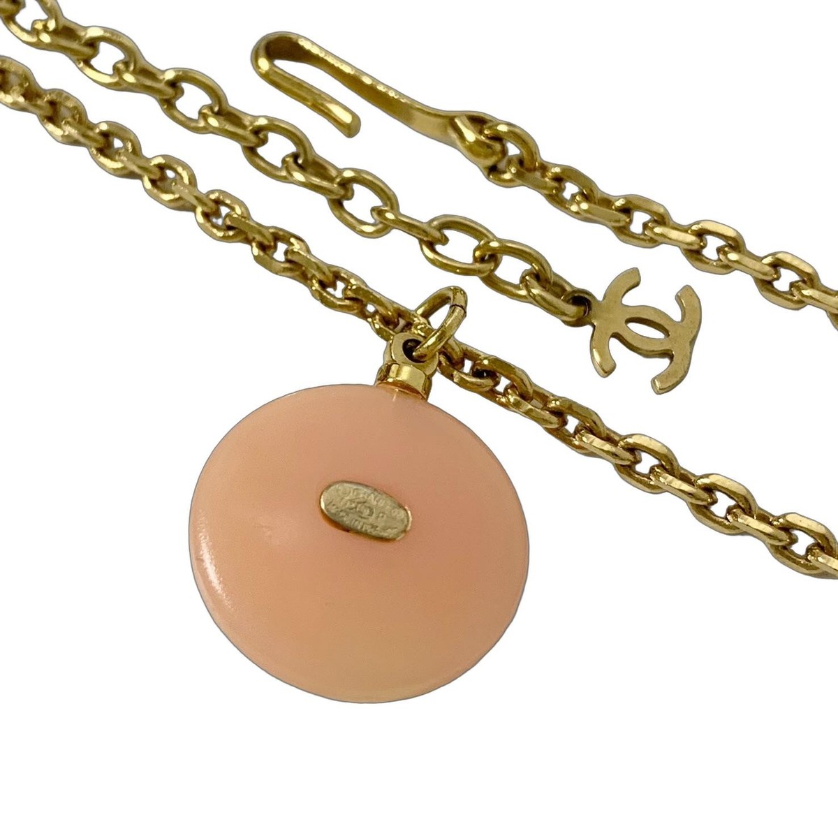 アクセサリー CHANEL/GOLD,Pearl,Pink CHANEL Necklace Coco Mark Pearl Pink Shell Round Gold Logo Women's