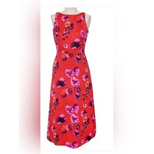 Banana Republic Red Poppy Floral Midi Dress Size 2