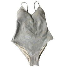 H M Blue and white stripped one piece bathing suit new w/o tags size m