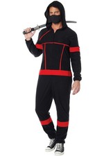Ninja Men Women Costume Jumpsuit Outfit 5221 172 Halloween size L-missing parts