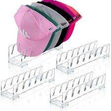   4 Pack Acrylic Hat Organizer for Baseball Caps, Clear Hat Stand for Closet ...