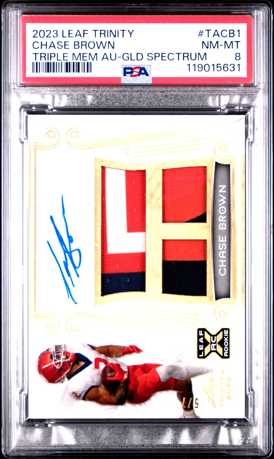 Chase Brown Leaf Trinity Triple Memorabilia Autographs #TACB1 Gold Spectrum