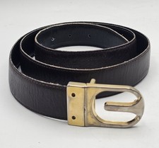Vintage Deep Brown Genuine Italian Leather Belt W/ Unique Buckle  Beautiful 