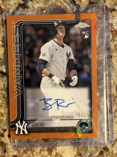 Ben Rice Auto 2025 Topps Chrome Logofractor RC Orange Refractor 15/25